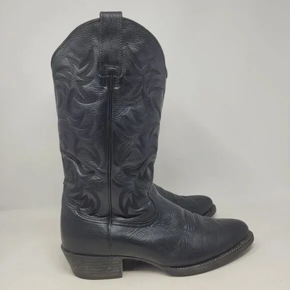 Ariat Boots Mens 9.5D Black Deertan Leather Heritage R Toe Western 10002218 - Picture 2 of 10